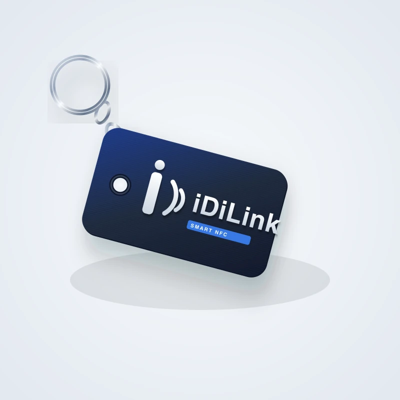 Llavero NFC iDiLink fabricado en impresión 3D con logotipo en relieve