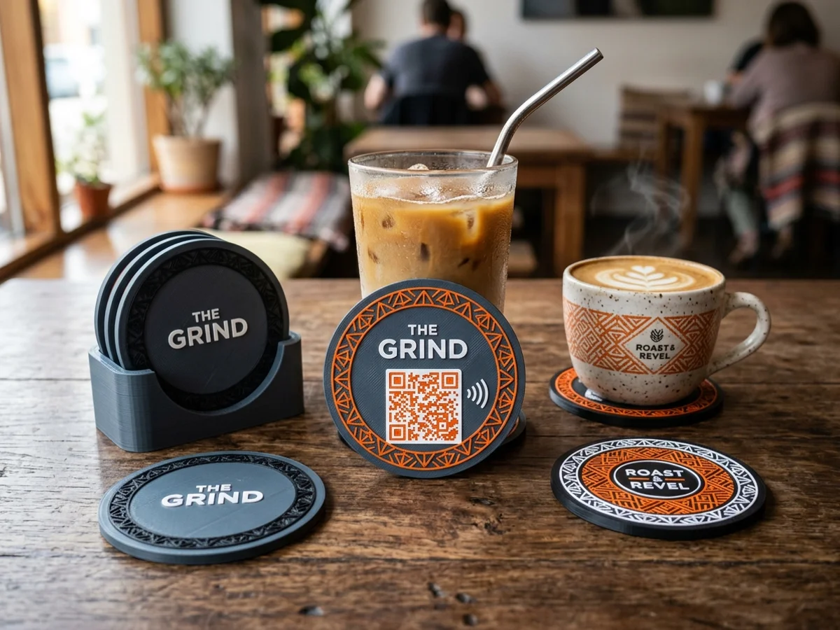Posavasos personalizados 3D con QR y NFC iDiLink